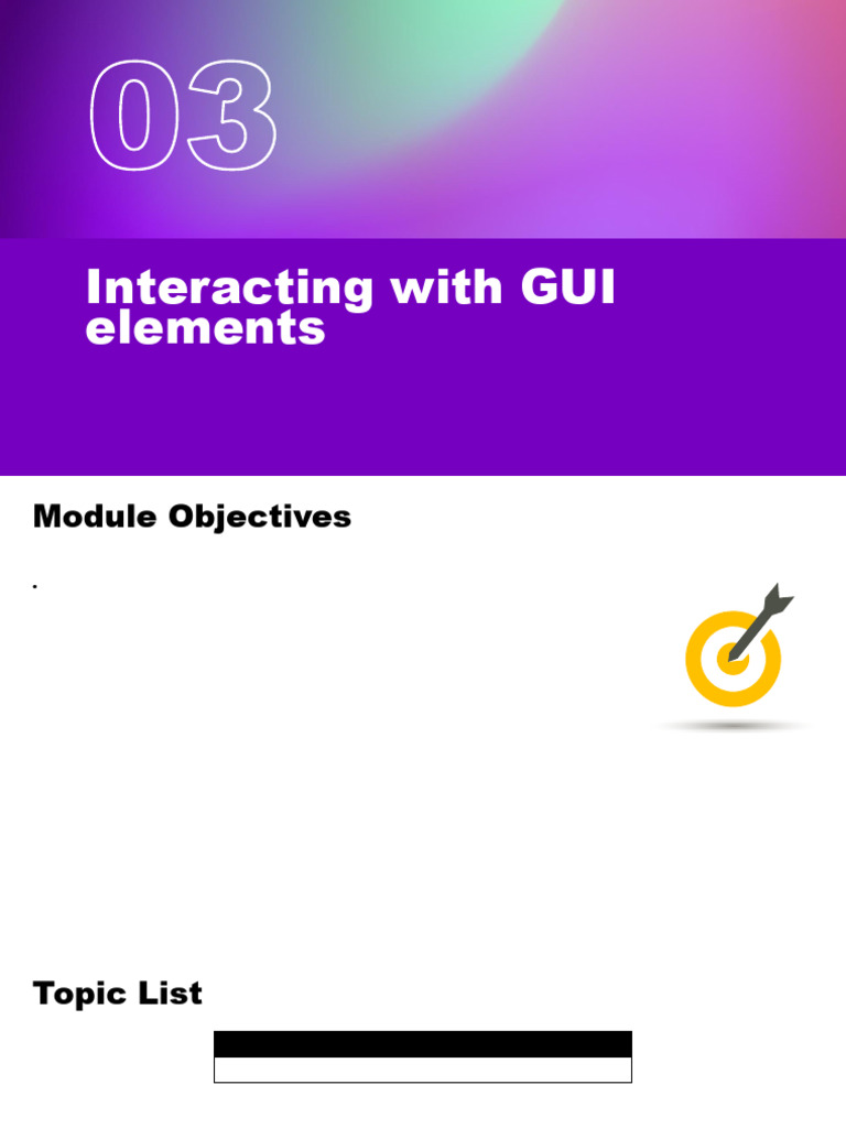 GUI Element Interaction Guide | PDF | Computing | Software