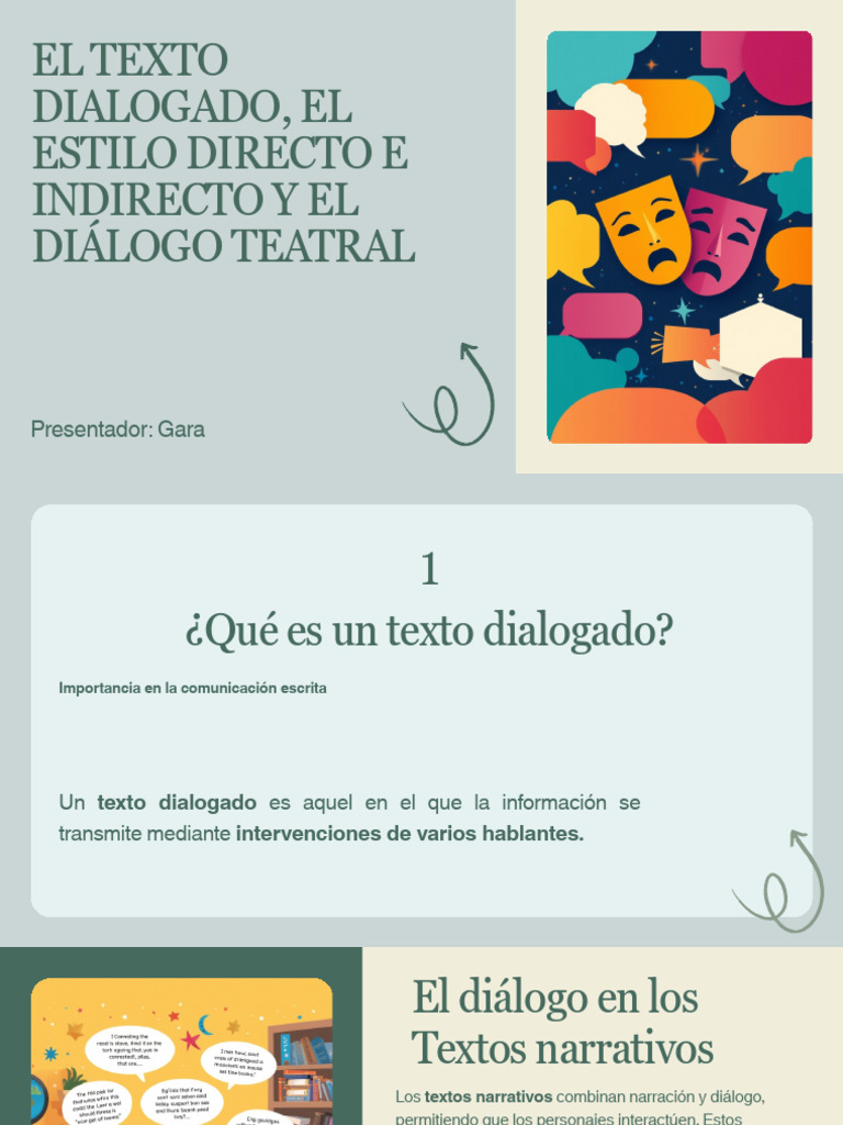 Texto dialogado y teatro: estilos y elementos | PDF | Teatro | Comillas