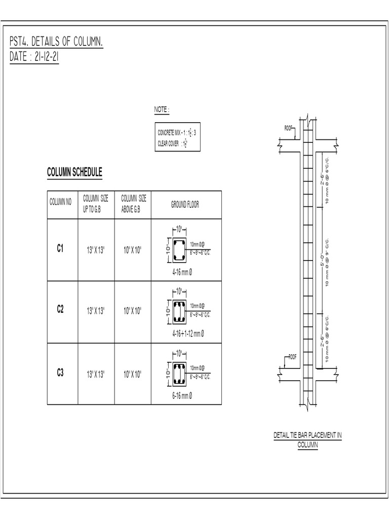 Column Schedule and Details Document | PDF | Structural Engineering ...