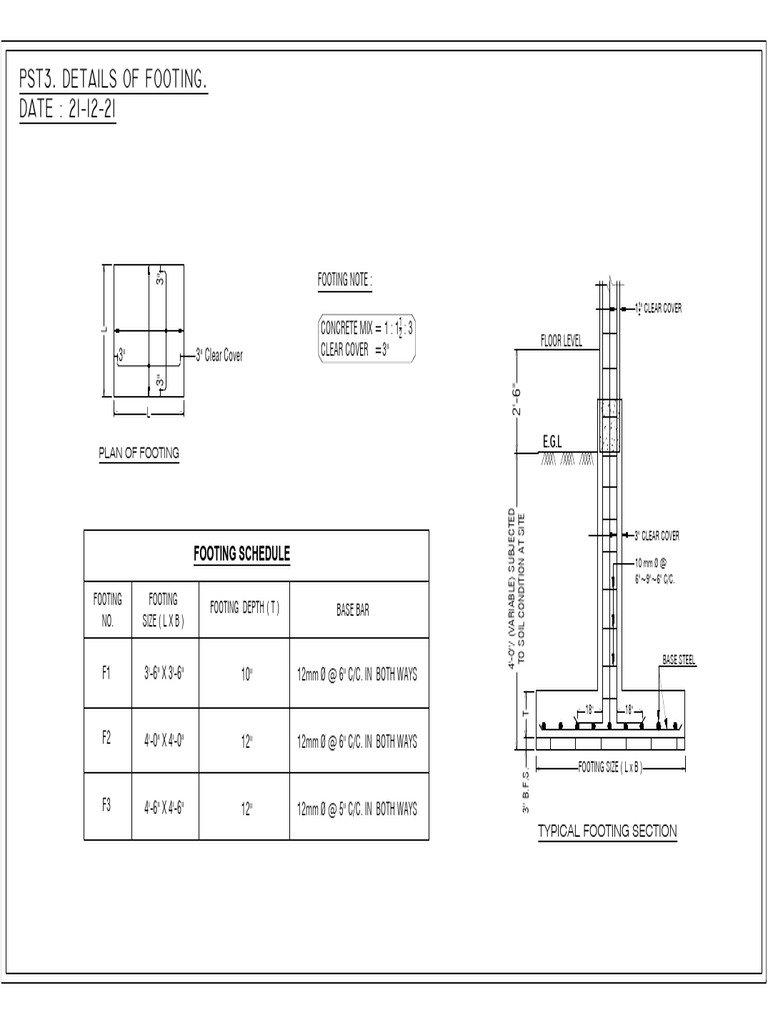 Footing Schedule and Specifications Guide | PDF | Civil Engineering