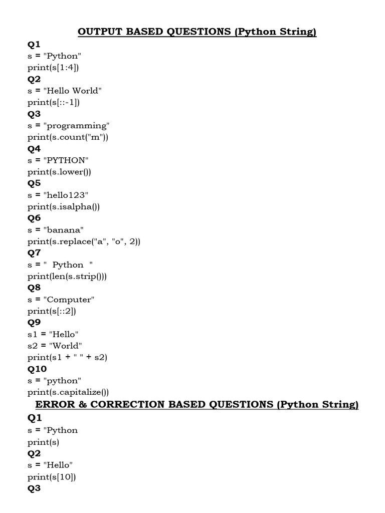 Python String, List, Dict, Tuple Exercises | PDF | String (Computer ...