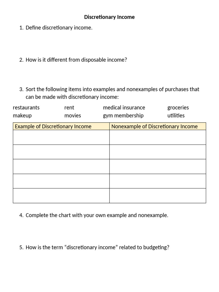 Understanding Discretionary Income | PDF