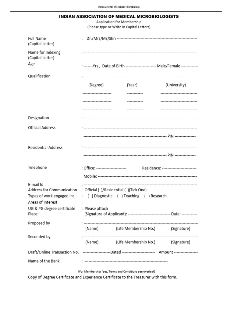 IAMM Membership Application Form | PDF | Doctor Of Medicine | Academia