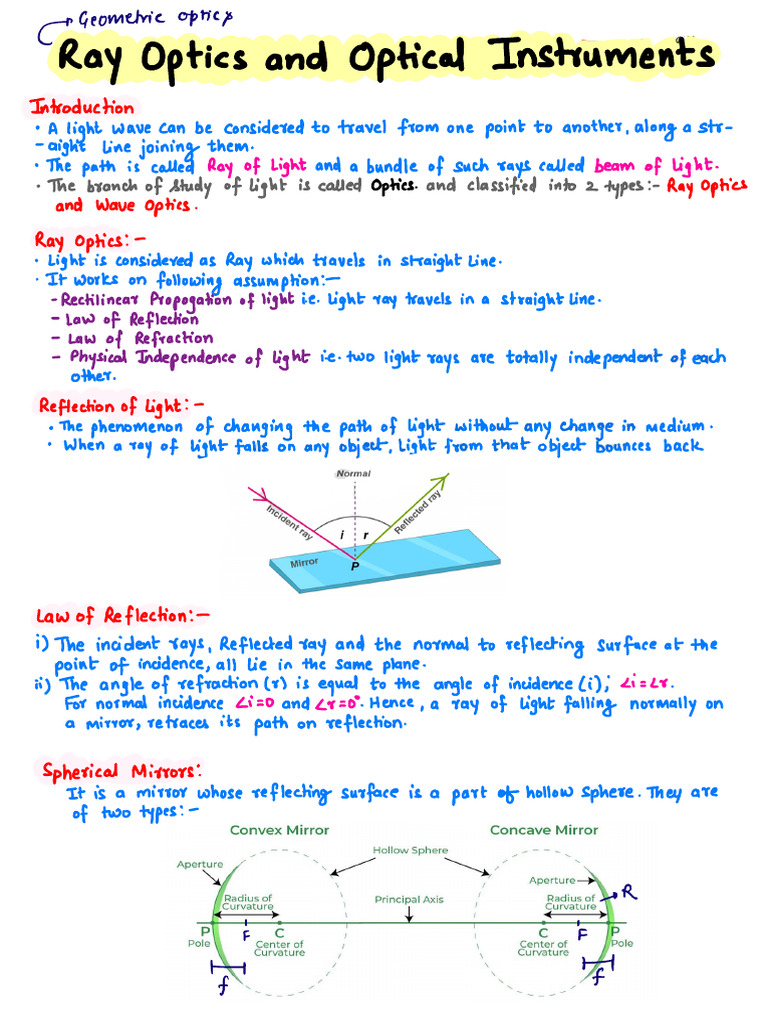 Ray Optics and Optical Instruments Guide | PDF | Optics | Atomic