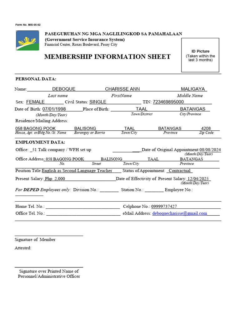 Government Employee Membership Form | PDF