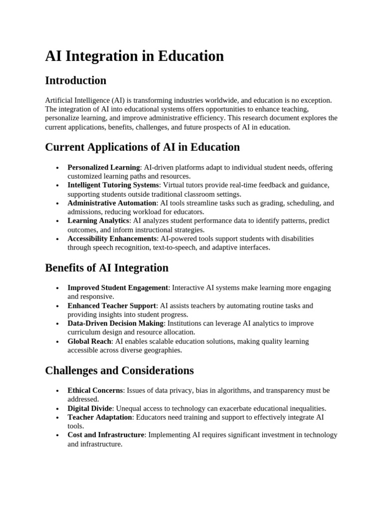 AI in Education: Benefits and Challenges | PDF | Artificial ...