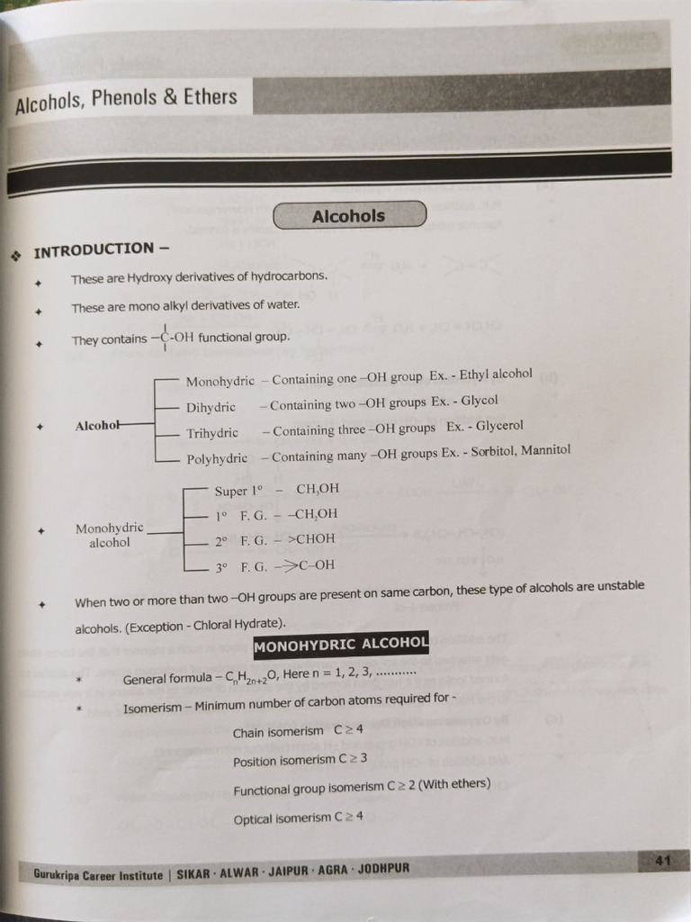 Alcohol Phenol Ether | PDF