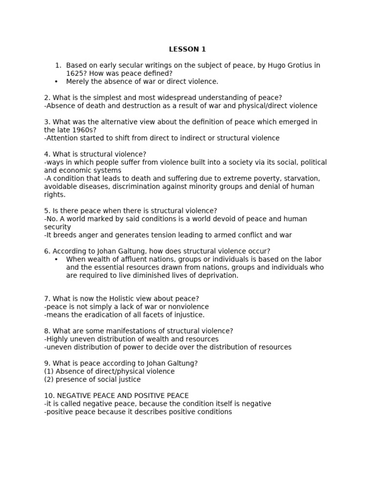 1 LESSON 1 | PDF | Violence | Peace