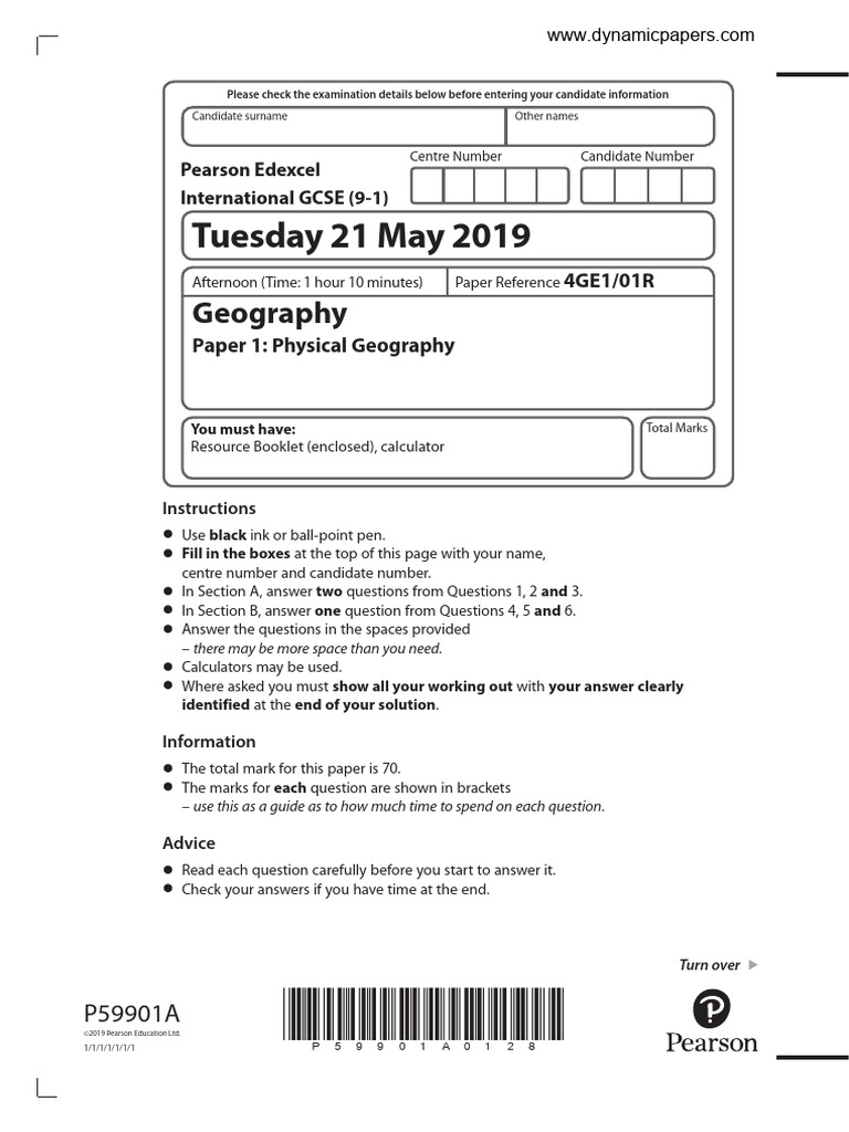 Edexcel International GCSE Geography Exam | PDF | Hydrography | Earth ...
