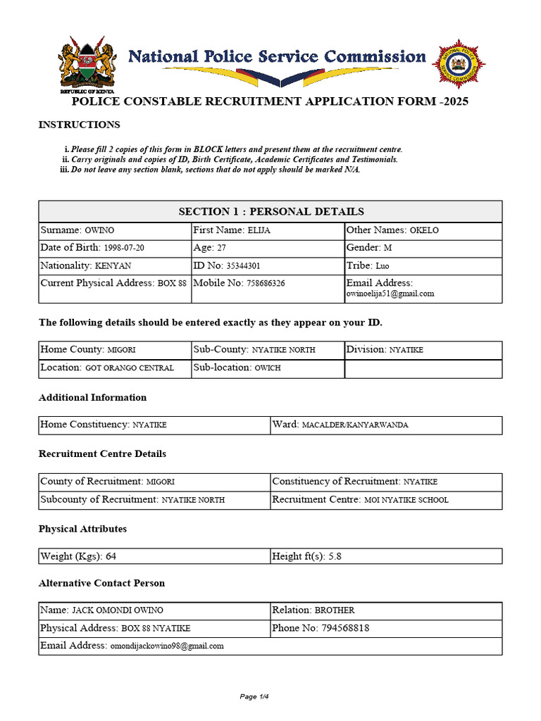Application Form_35344301 OWICH | PDF