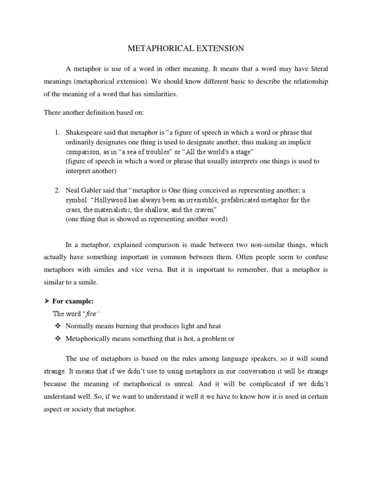 Understanding Metaphorical Extensions | PDF | Metaphor | Semiotics