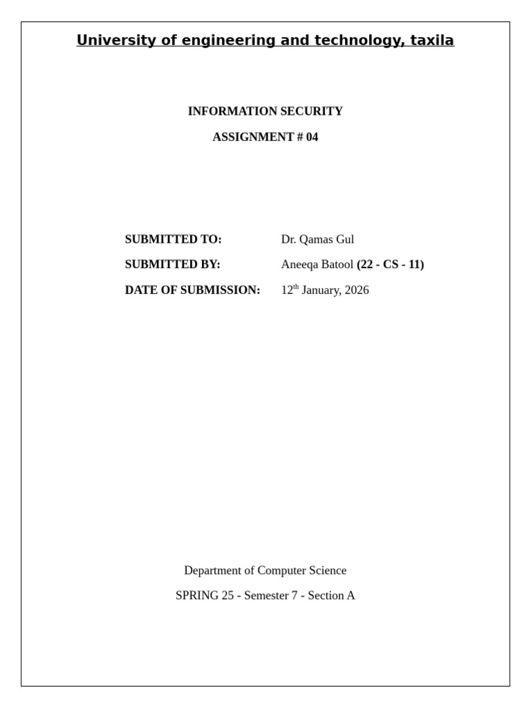Assignment#04 | PDF | Security | Computer Security