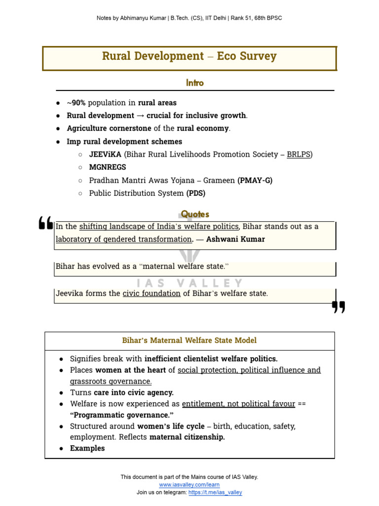 Rural Development Eco Survey 1 Lyst1765371699215 | PDF | Economies ...