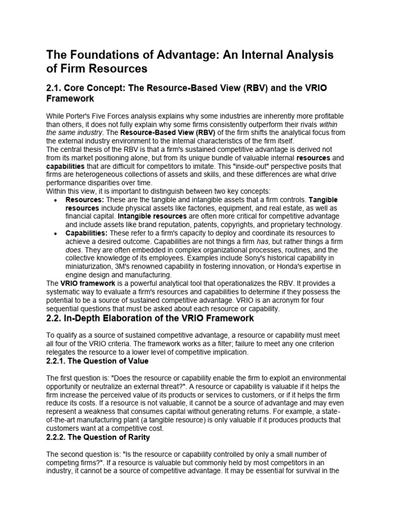 Resource-Based View and VRIO Framework | PDF | Competitive Advantage ...