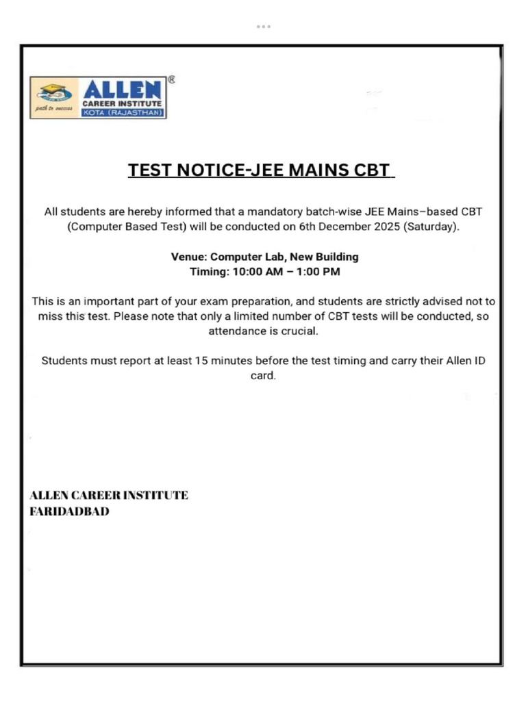 Test Notice | PDF