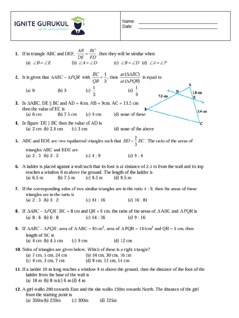 Practice Worksheet 1 - Triangles - 28.12.2025 | PDF