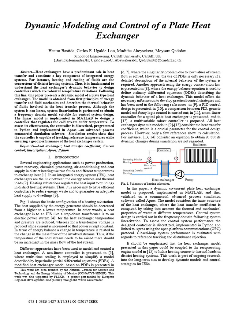 Dynamic Control of Plate Heat Exchanger | PDF | Control Theory | Heat ...