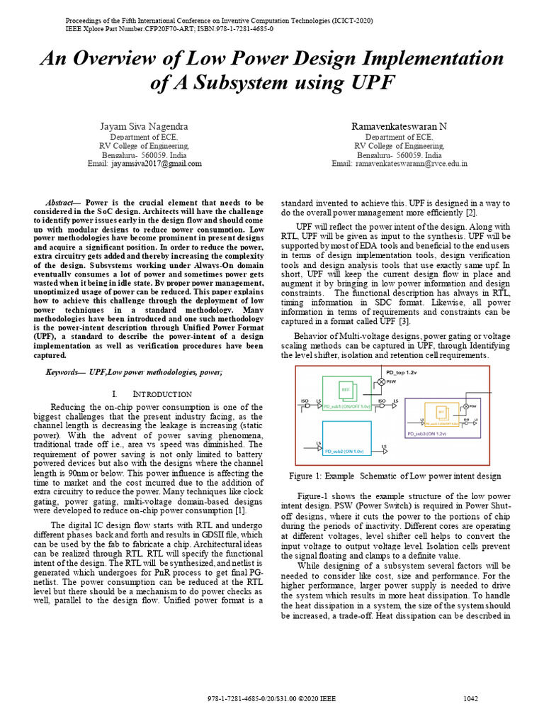An Overview of Low Power Design Implementation of a Subsystem Using UPF ...