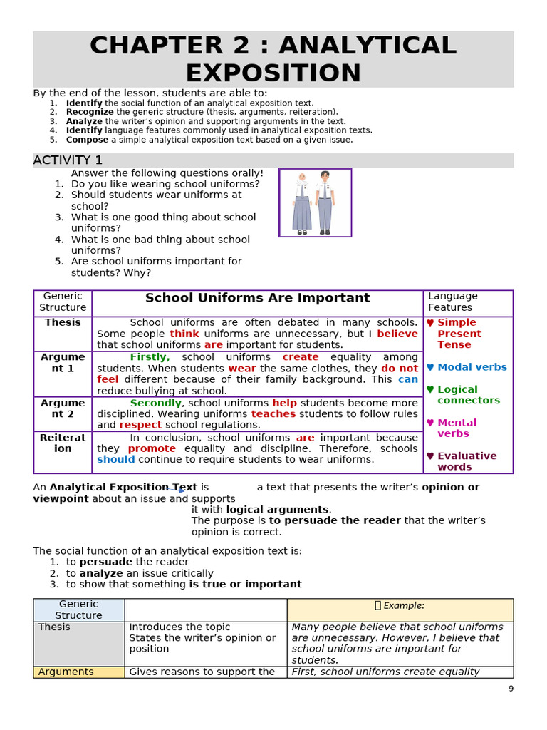 Understanding Analytical Exposition Texts | PDF | Adolescence | Verb