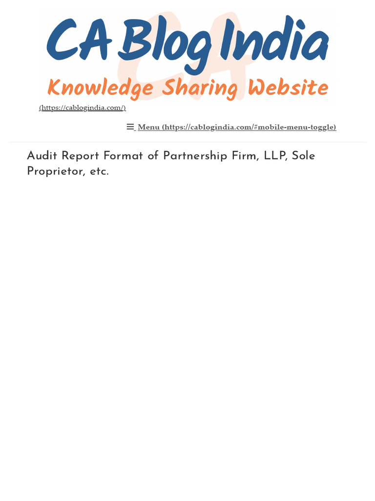 Auditor's Report Format for Non-Corporate Entities | PDF | Audit ...