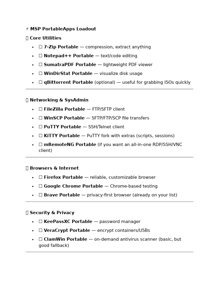 Essential PortableApps for MSPs | PDF