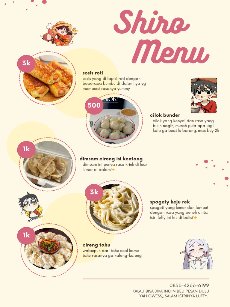 Menu Makanan Enak dan Murah Shiro | PDF