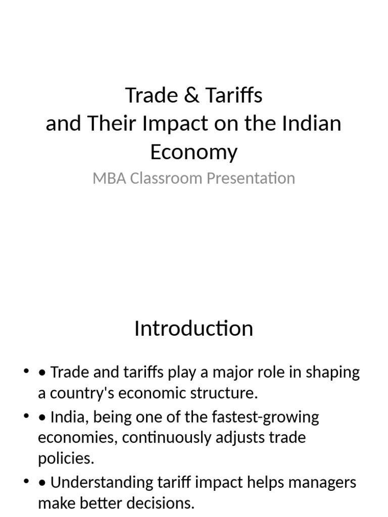 Trade and Tariffs Impact India | PDF