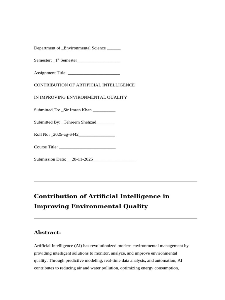 AI's Role in Enhancing Environmental Quality | PDF | Intelligence (AI ...
