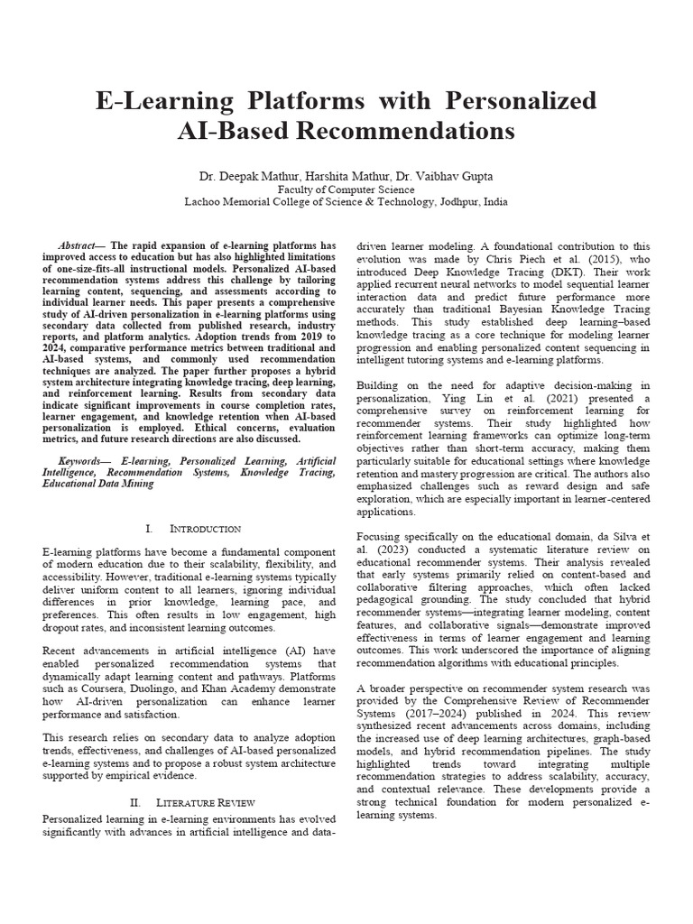 AI-Driven Personalization in E-Learning | PDF | Educational Technology ...