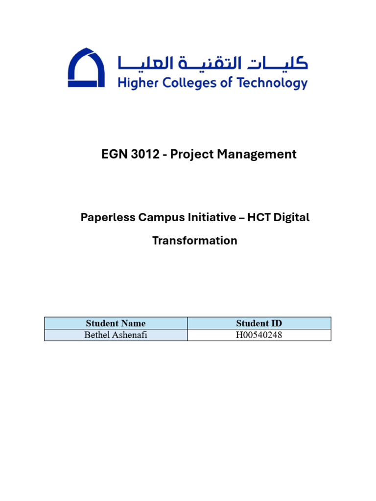HCT Paperless Campus Initiative Plan | PDF | Scrum (Software ...