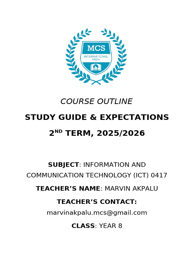 Year 8 ICT Course Outline 2025/2026 | PDF | Point Of Sale | Computing