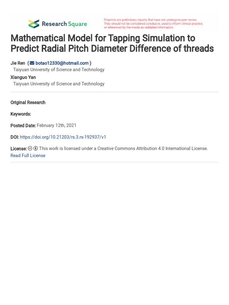 Mathematical Model For Tapping Simulation | PDF | Eigenvalues And ...