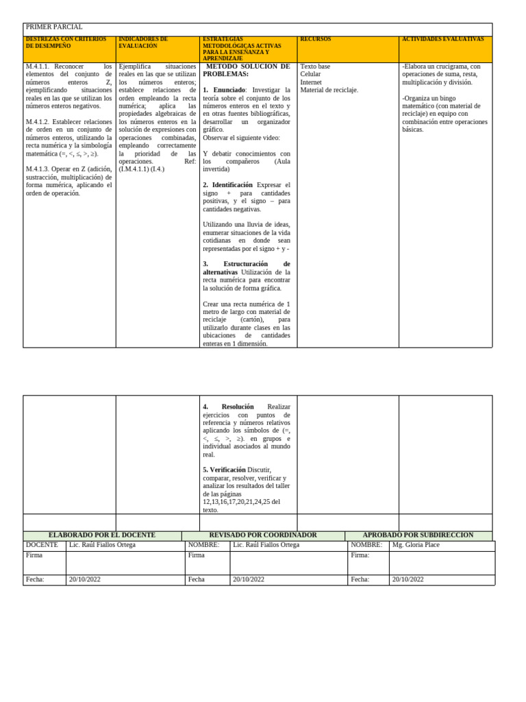 8vo Planif. Micro Matematica Primer Parcial. 2022 - 2023 | PDF | Entero ...