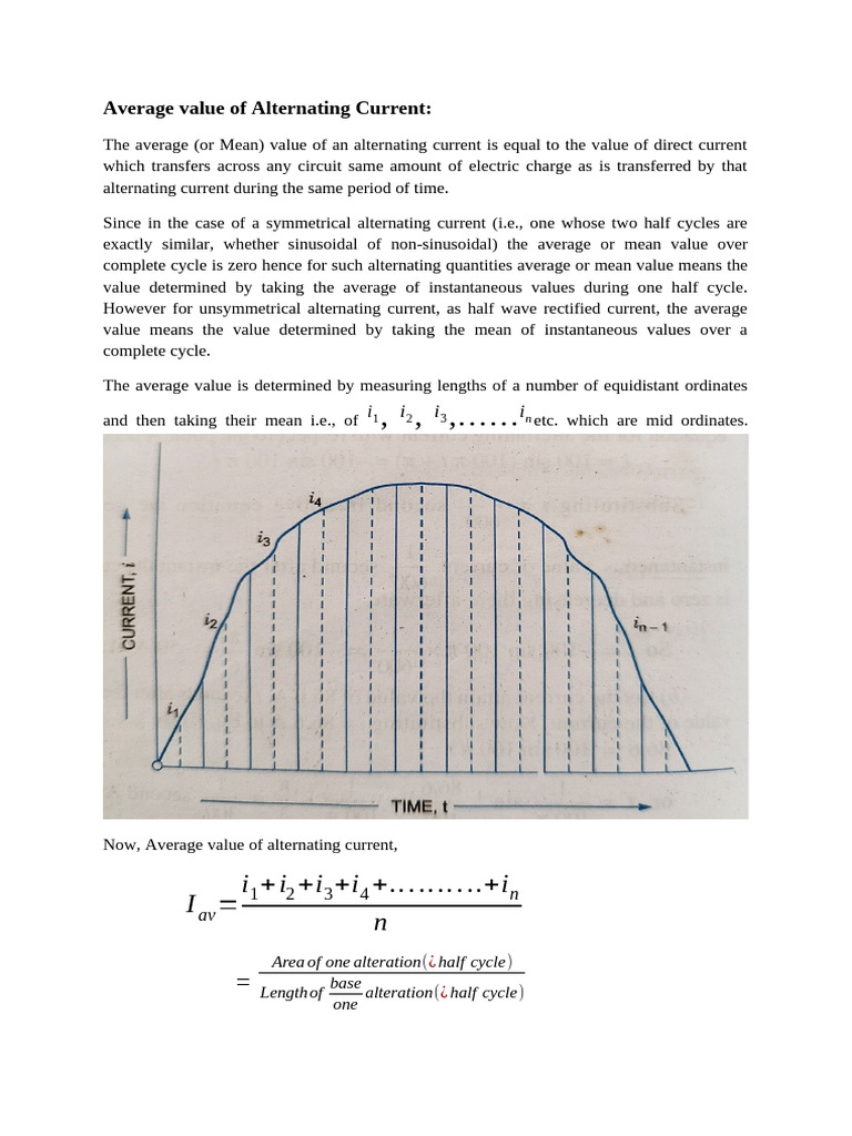 Average and RMS Values of AC Current | PDF | Root Mean Square | Quantity
