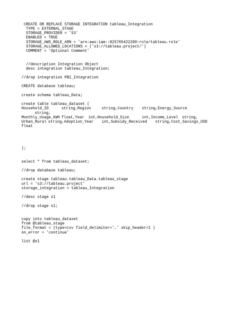 Tableau S3 Storage Integration Setup | PDF