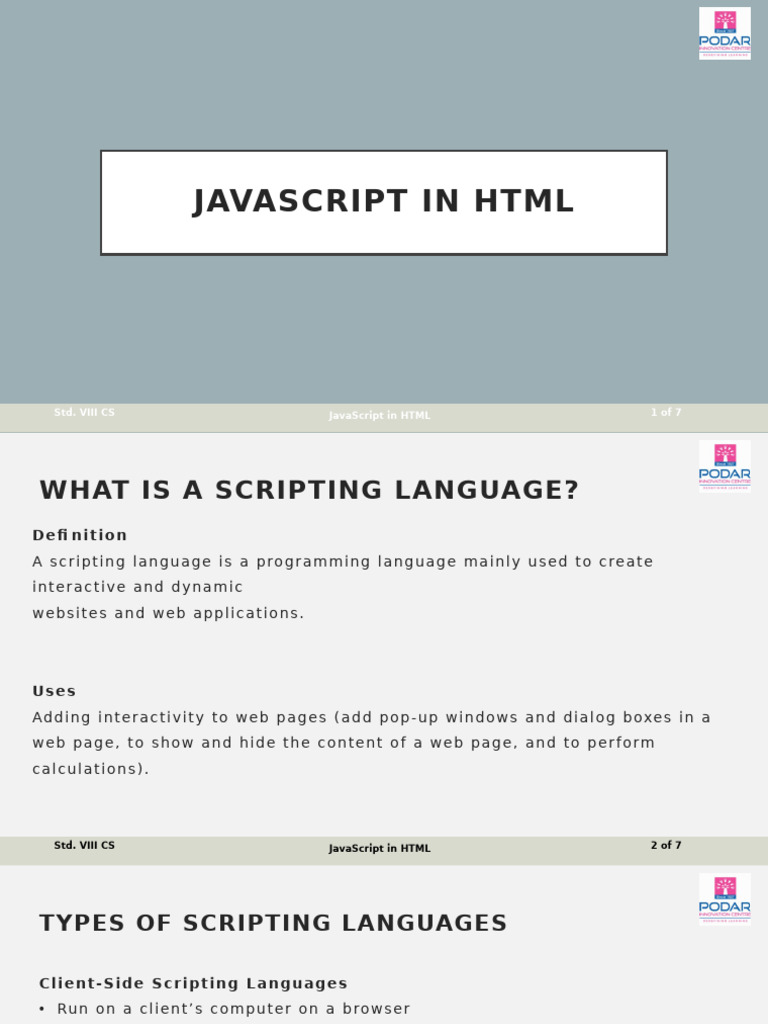 Understanding JavaScript in HTML | PDF | Dynamic Web Page | Client ...
