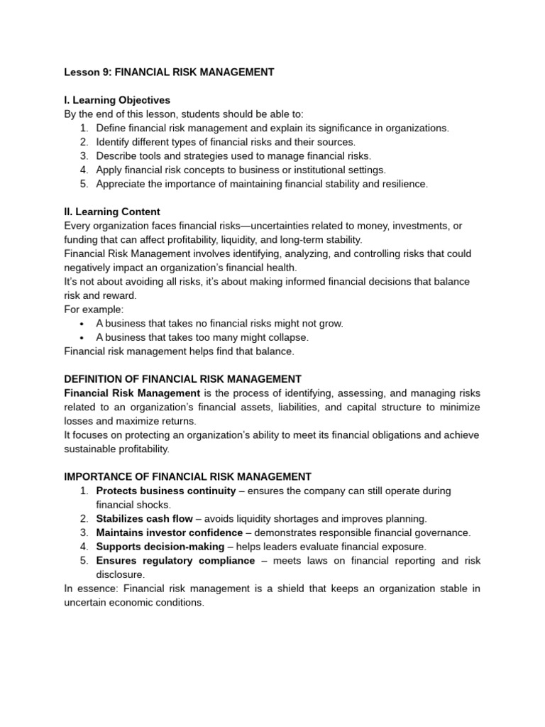 Financial Risk Management Essentials | PDF | Financial Risk | Risk