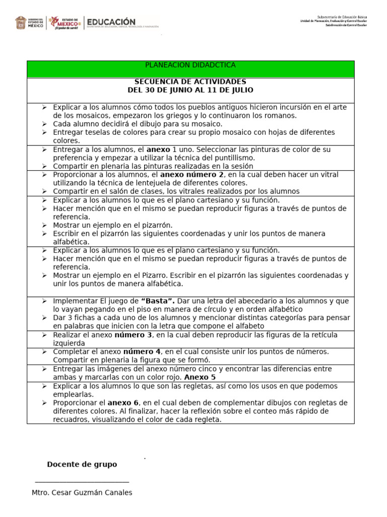 Planeacion Julio | PDF