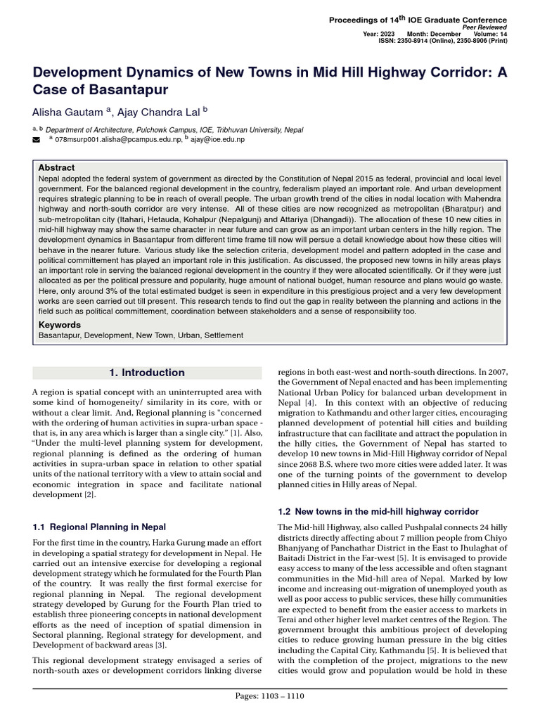 Development Dynamics of Basantapur Town | PDF | City | Methodology