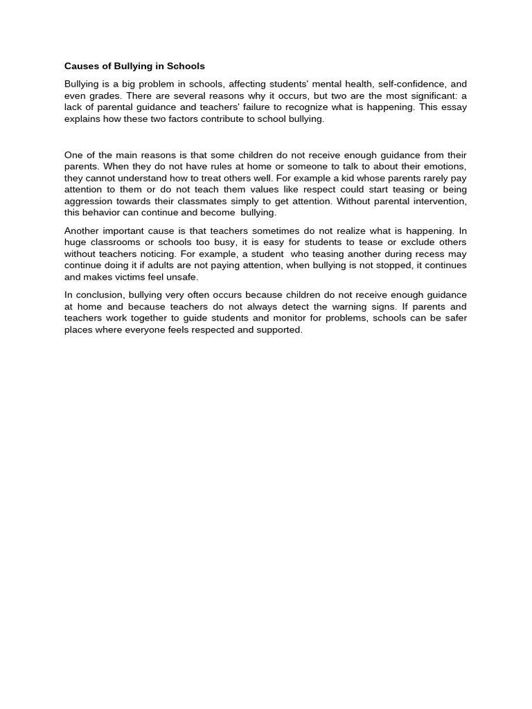 Causes of Bullying in Schools | PDF