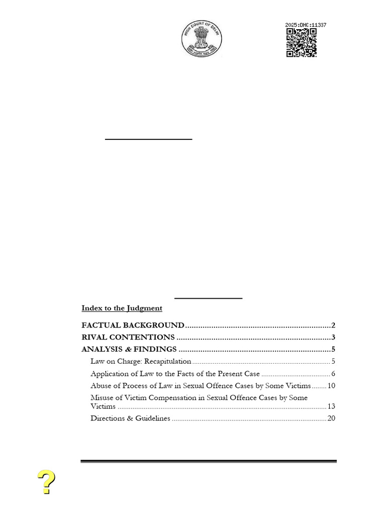 Delhi High Court Judgment on Rape Case | PDF | Sexual Assault | Rape