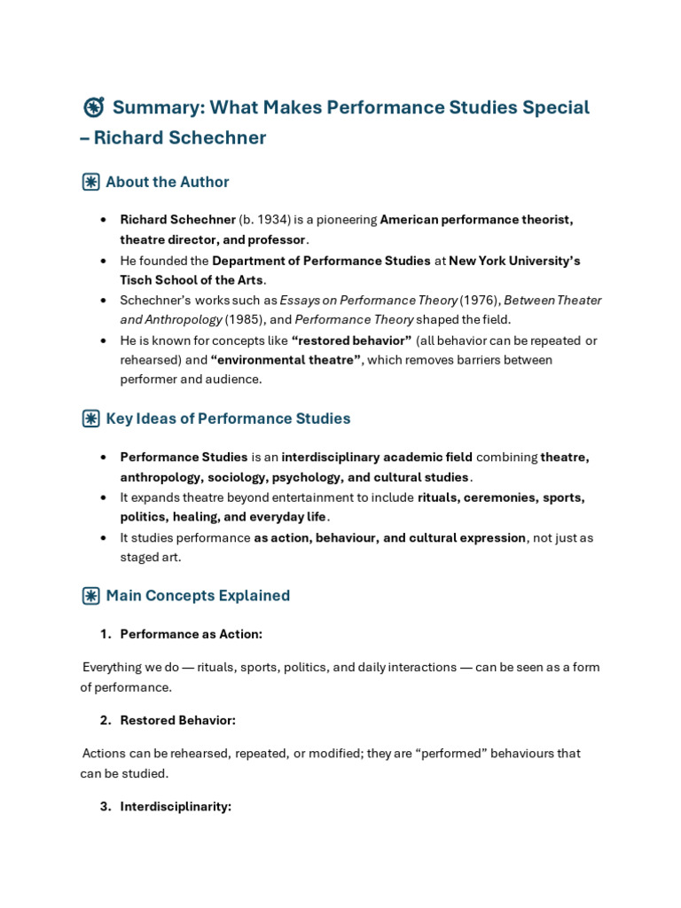 Understanding Performance Studies Essentials | PDF | Anthropology | Rituals