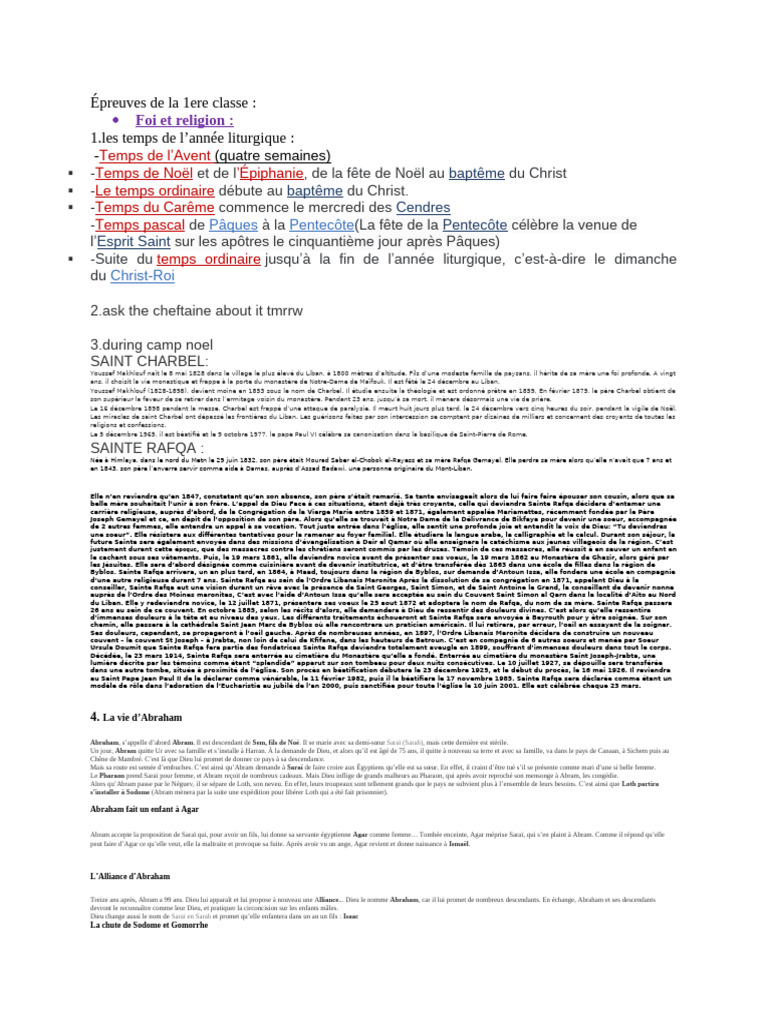 Épreuves de la 1ère classe : Foi et Saints | PDF | Abraham | Isaac