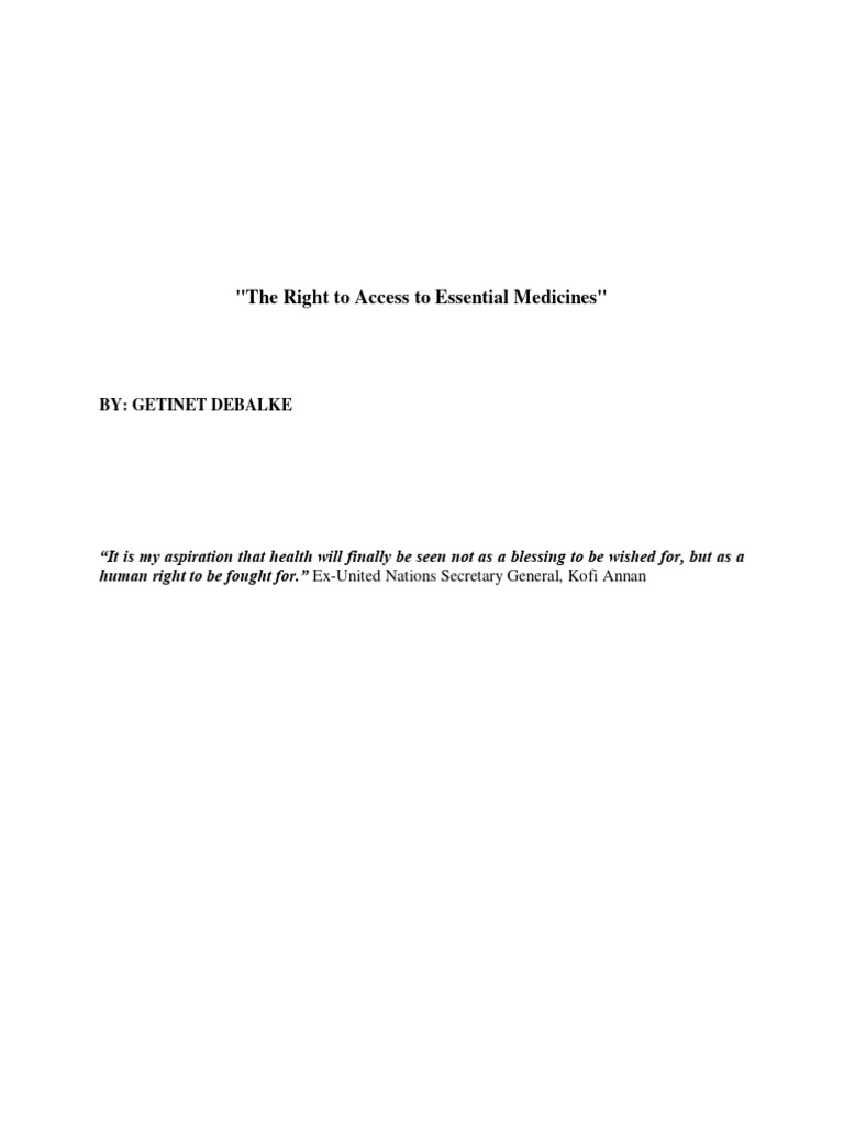 Right to Access Essential Medicines | PDF | Human Rights | Justice