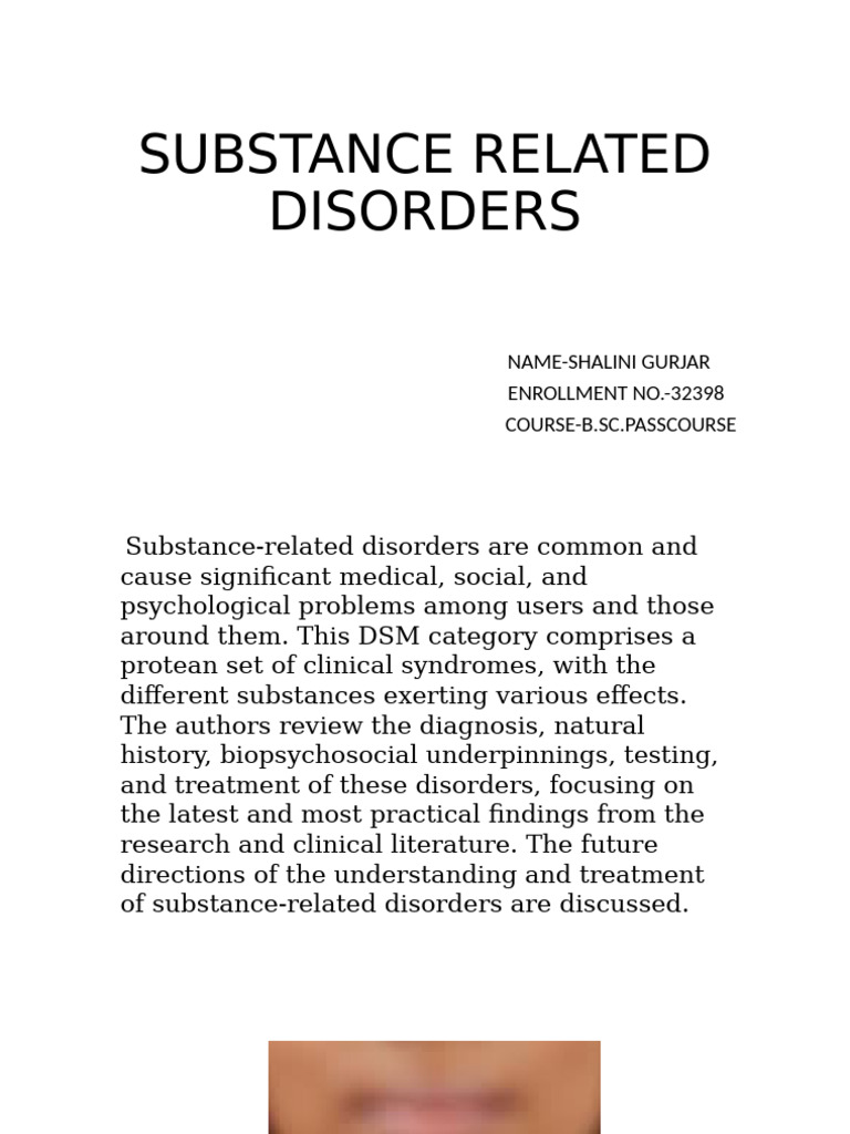 Overview of Substance-Related Disorders | PDF | Substance Dependence ...