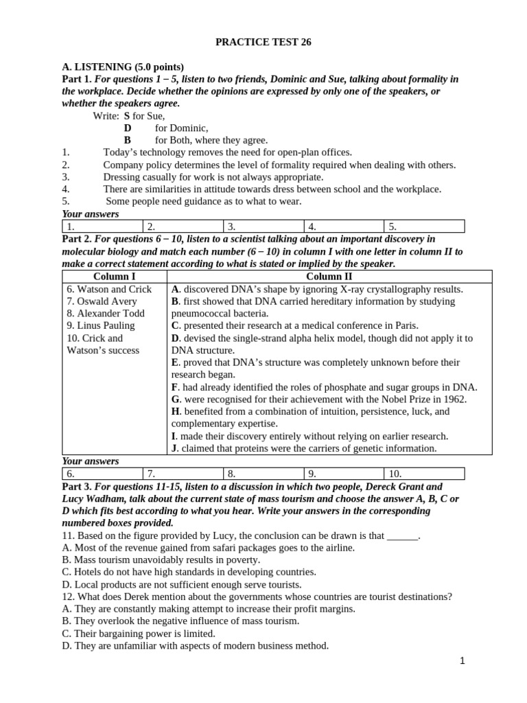 Listening and Reading Practice Test 26 | PDF | Palliative Care | Hospice