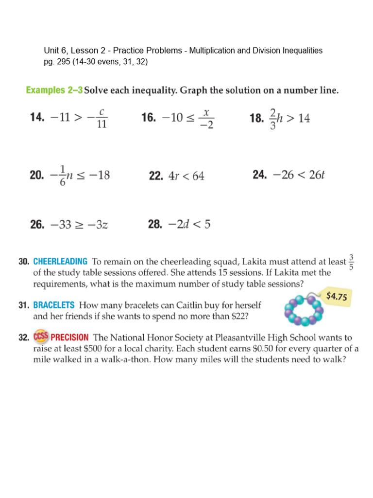 Unit 6 Lesson 2 Practice Problems | PDF