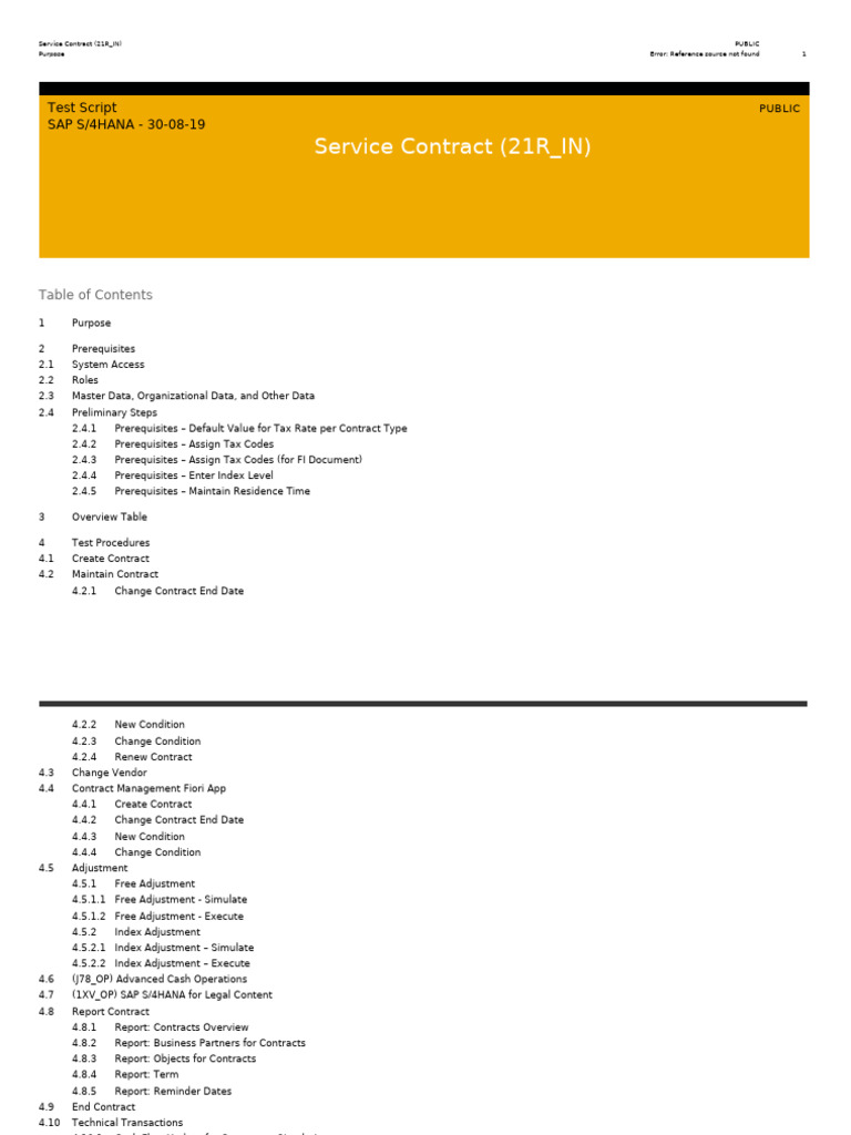 SAP S/4HANA Service Contract Guide | PDF | Lease | Business