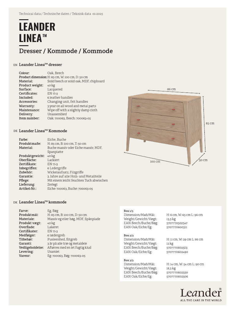Leander Linea Dresser 01-25 Tech | PDF