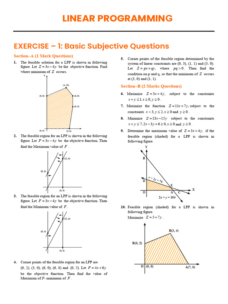 Linear Programming Problem Exercises | PDF | Mathematical Optimization ...